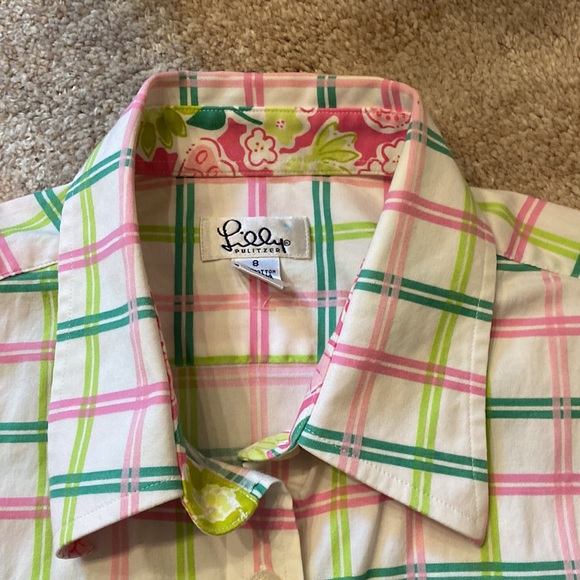 Lilly Pulitzer Plaid Button Down Shirt Size 8 EUC see photos - Picture 5 of 9